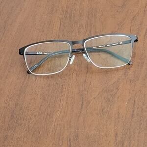 Eco Eyewear Thistle Eyeglasses Frames Black Half rim MBLK Rectangle 56x16x143